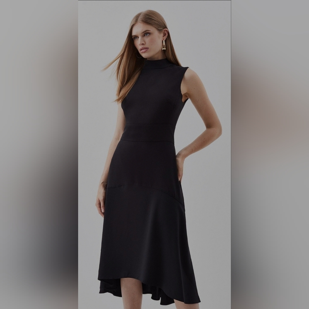 Karen Millen Soft Tailored High Low Midi Dress women's size 8 business casual